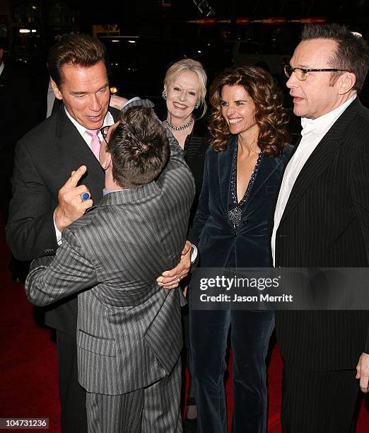 Arnold Schwarzenegger, Eric Gores, Penelope Spheeris, director, Maria Shriver and Tom Arnold