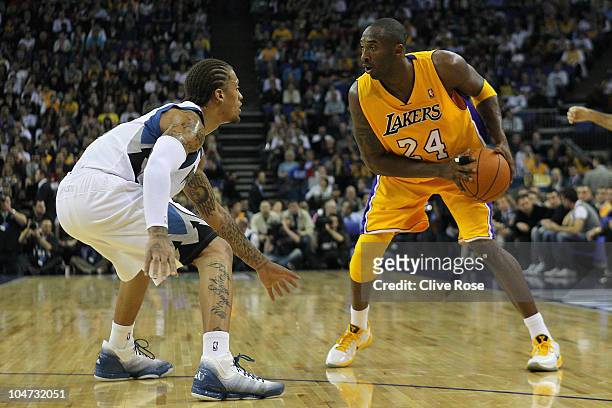 Kobe Bryant of the Los Angeles Lakers in action during the NBA Europe Live match between the Los Angeles Lakers and the Minnesota Timberwolves at the...