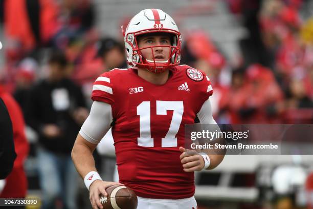 Quarterback Andrew Bunch of the Nebraska Cornhuskers warms up before the game against the Purdue Boilermakers at Memorial Stadium on September 29,...