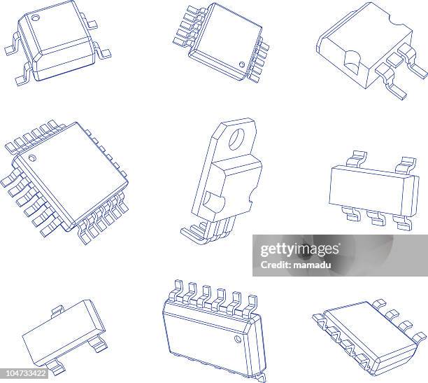 ilustraciones, imágenes clip art, dibujos animados e iconos de stock de encapsulados de chip - chips
