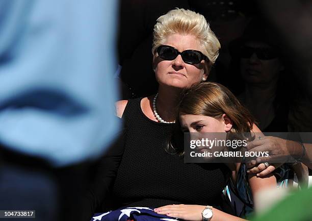 Jill Curtis attends the funeral of her husband Hollywood legend Tony Curtis at the Palm Mortuary and Cemetery, Green Valley in Las Vegas on October...