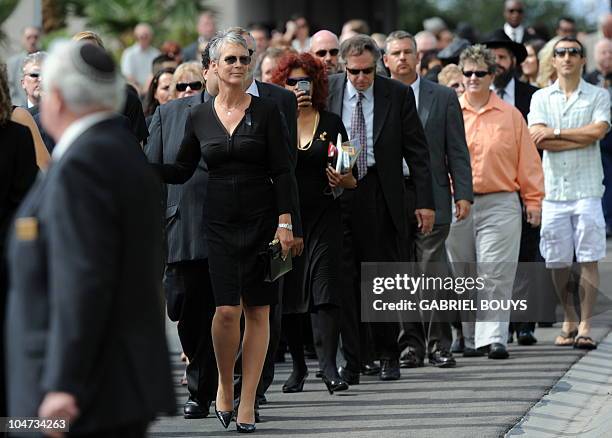 Actress Jamie Lee Curtis attends the funeral of her father Hollywood legend Tony Curtis at the Palm Mortuary and Cemetery, Green Valley in Las Vegas...