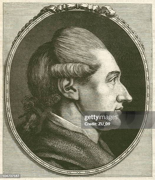 johann wolfgang von goethe (1749-1832), mwood engraving, published in 1879 - ringlet hairstyle stock illustrations
