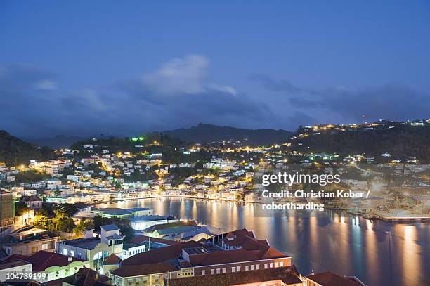 harbour and town houses, st. george's, grenada, windward islands, west indies, caribbean, central america - st george stock pictures, royalty-free photos & images