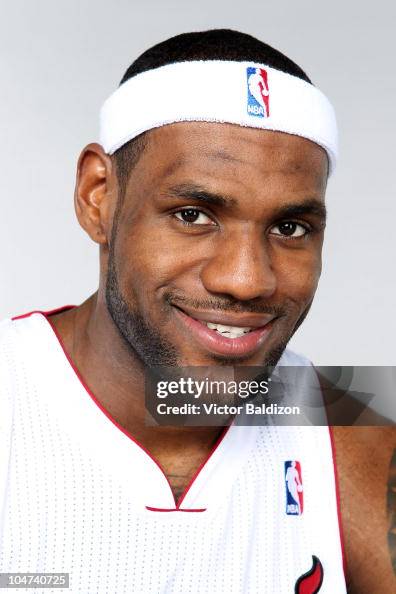 LeBron James of the Miami Heat poses during 2010 NBA Media Day on