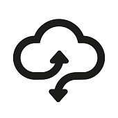 Download and upload vector icon. Flat sign for mobile concept and web design. Cloud with arrow up and down simple solid icon - vector