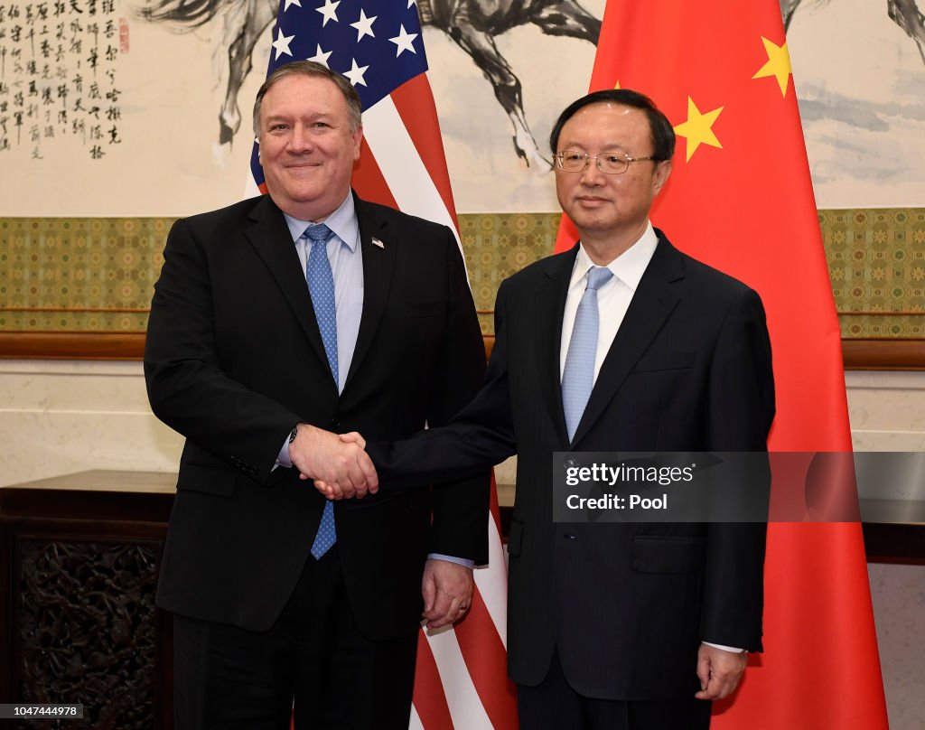 U.S. Secretary Of State Mike Pompeo Meets with Chinese Foreign Minister Wang Yi