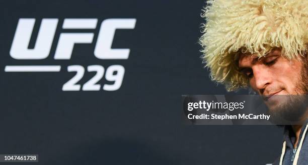 Las Vegas , United States - 6 October 2018; Khabib Nurmagomedov during the post fight press conference following his victory over Conor McGregor in...