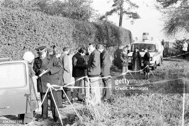 Crime Scene Police Investigation and Interviews at footpath area known locally as the Black Pad in Narborough, Leicestershire, where schoolgirl Lynda...