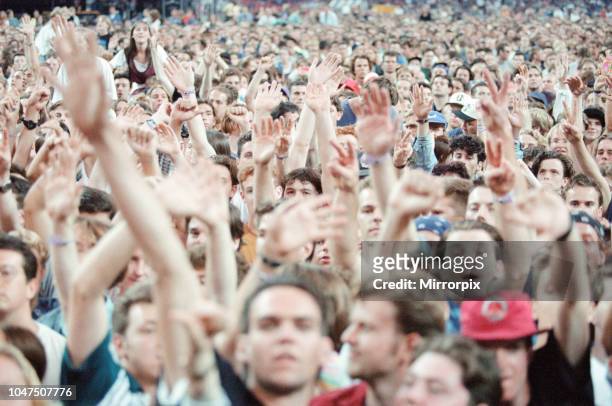 Concert, Zoo TV Tour, Cardiff Arms Park, Cardiff, Wales, Wednesday 18th August 1993, picture shows crowd scenes.