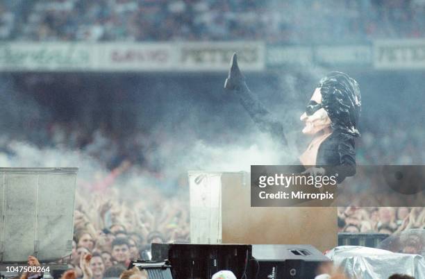 Concert, Zoo TV Tour, Cardiff Arms Park, Cardiff, Wales, Wednesday 18th August 1993, picture shows Caricature of lead singer Bono.