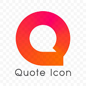 Quote logo of bubble message vector in letter Q shape of red and orange color