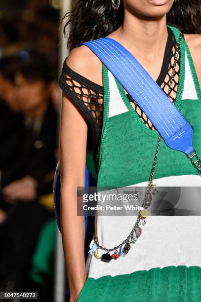 Model, fashion detail, walks the runway during the Sonia Rykiel show as part of the Paris Fashion Week Womenswear Spring/Summer 2019 on September 29,...