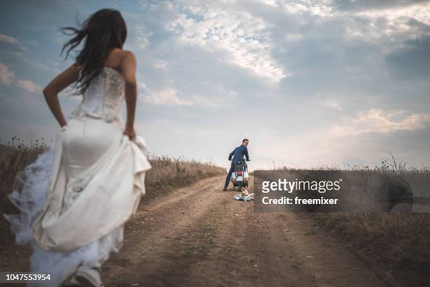 wait for me - runaway groom stock pictures, royalty-free photos & images