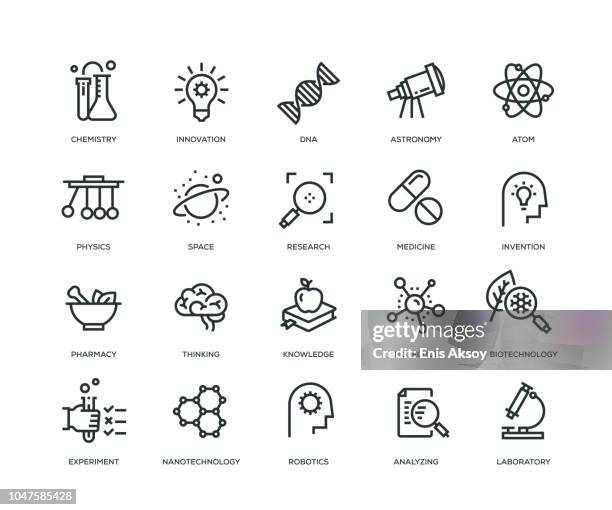 ilustrações de stock, clip art, desenhos animados e ícones de science icons - line series - fisica