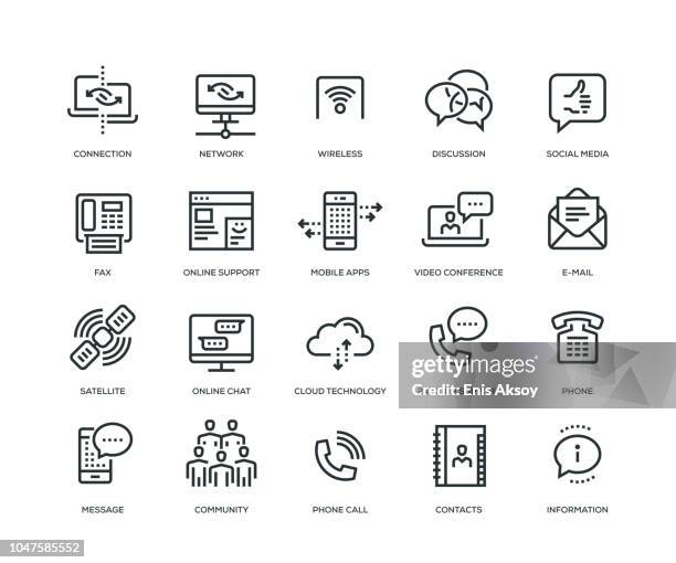 communication icons - line series - contact us vector stock illustrations