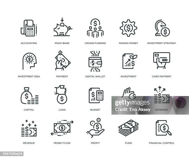 stockillustraties, clipart, cartoons en iconen met financiën icons - line serie - accounting icons