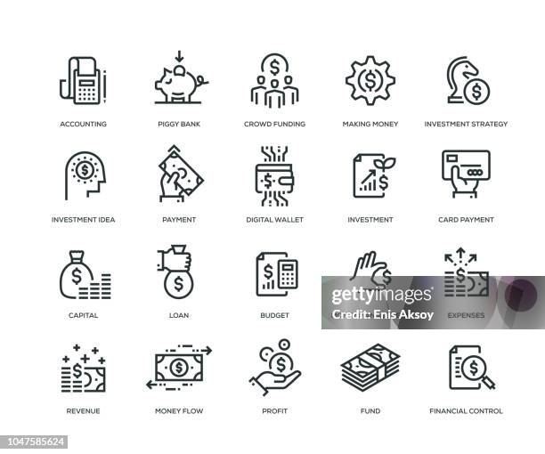 finance icons - line series - crowdfunding stock illustrations