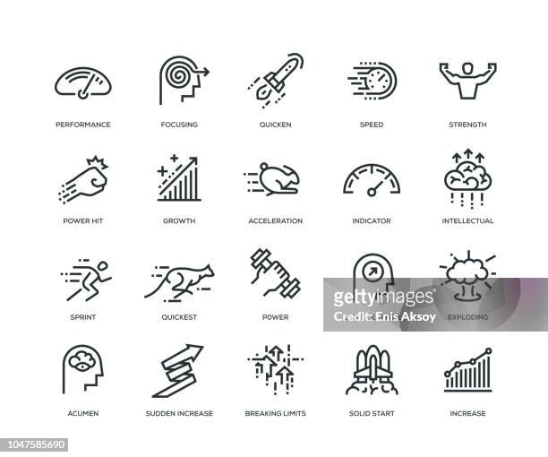 performance icons - line series - strength icon stock illustrations