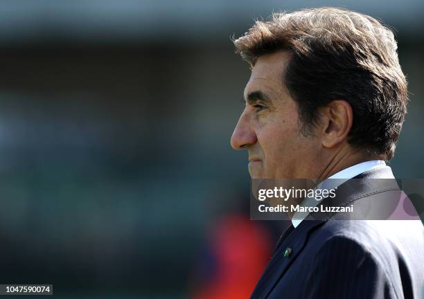 Torino FC president Urbano Cairo looks on before the Serie A match between Chievo Verona and Torino FC at Stadio Marc'Antonio Bentegodi on September...