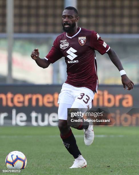 Nicolas Nkoulou of Torino FC in action during the Serie A match between Chievo Verona and Torino FC at Stadio Marc'Antonio Bentegodi on September 30,...