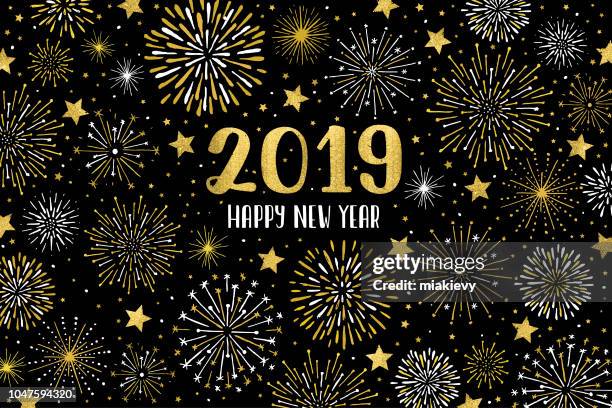 happy 2019 fireworks - firework display stock illustrations