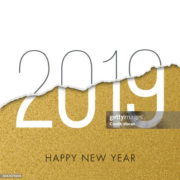 2019 - new year day greeting card. - sequin stock illustrations