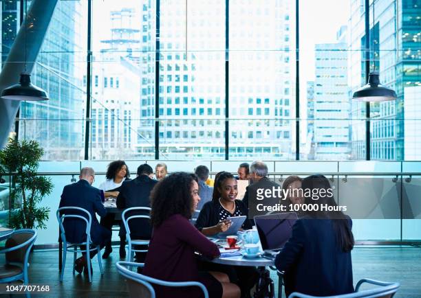 professional businesswomen using laptops in conference centre - conference centre bildbanksfoton och bilder