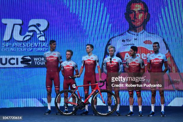 Team Katusha Alpecin of Switzerland pose during team presentation of 54th Presidential Cycling Tour Of Turkey 2018 on October 8, 2018 in Konya,...