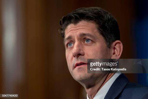 Speaker of the House Paul Ryan speaks at the National Press Club Newsmaker event on October 8, 2018 in Washington, DC. Ryan delivered remarks on "how...