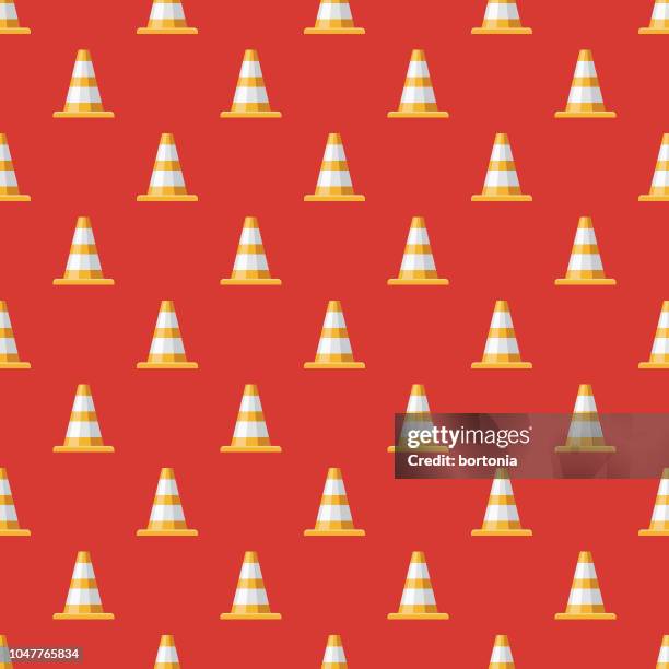 traffic cone emergency services seamless pattern - police crime scene background stock illustrations