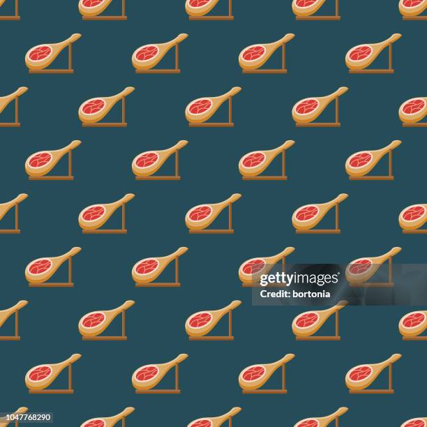 ham spanish seamless pattern - spanish food stock illustrations