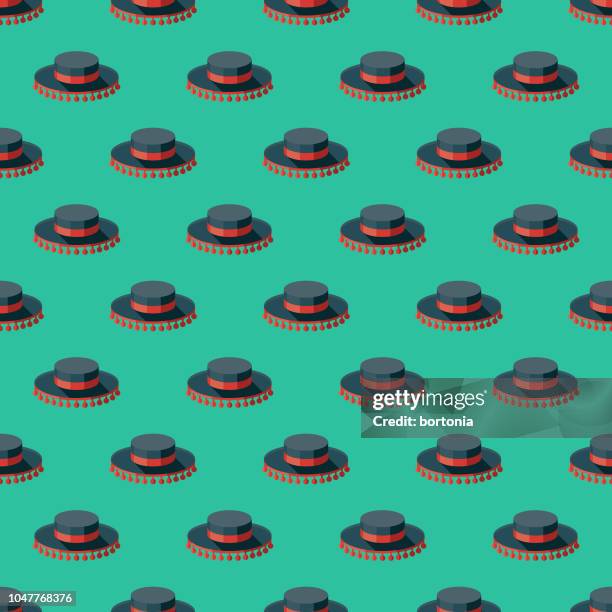spanish hat seamless pattern - flamenco stock illustrations