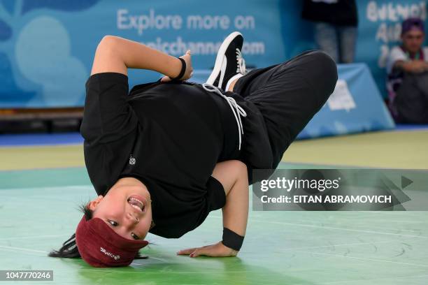Japan's b-girl Ram competes during a battle at the Youth Olympic Games in Buenos Aires, Argentina on October 08, 2018. - The Youth Olympic Games in...