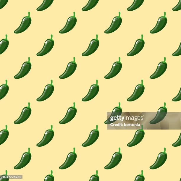 stockillustraties, clipart, cartoons en iconen met peper groenten naadloze patroon - jalapeño