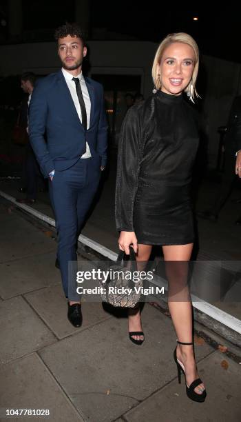 Myles Stephenson and Gabby Allen seen attending Legends of Football 2018 at Grosvenor House on October 8, 2018 in London, England.