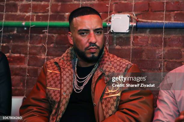 French Montana attends French Montana And Global Citizen Host Mass Bail Out "Teach In" at Boogie Down Grind Cafe on October 8, 2018 in New York City.