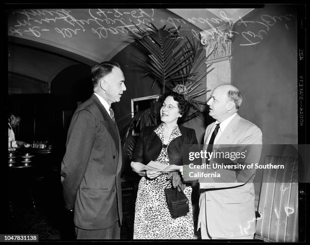 Los Angeles County Tuberculosis and Health Association, 8 April 1954. Doctor David T Proctor . Mrs Herbert W Sunday . Mr Eric Smith .;Caption slip...