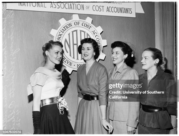 National Secretary at Biltmore Hotel, 22 April 1954. Jackie Blanchard ;Maxine Little;Claire Towery;Charlotte O'Sheil, officers of the National...