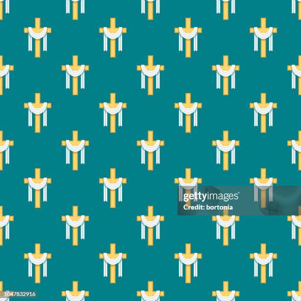 cross easter seamless pattern - easter seamless pattern stock illustrations
