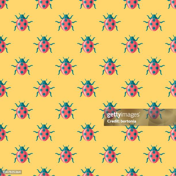 ladybug easter seamless pattern - easter seamless pattern stock illustrations