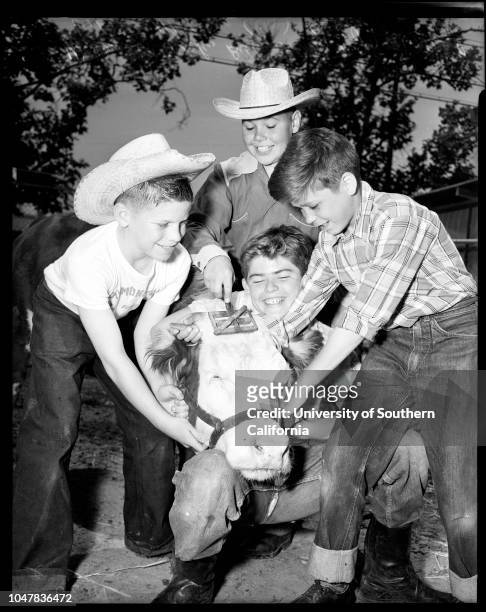 Raymond Avenue School Fair, 1 June 1954. Vickie Baird ;Judith Ann Richardson;Sally Lou Hughes;Wellington Mock;Billy Lamont (named best boy city...