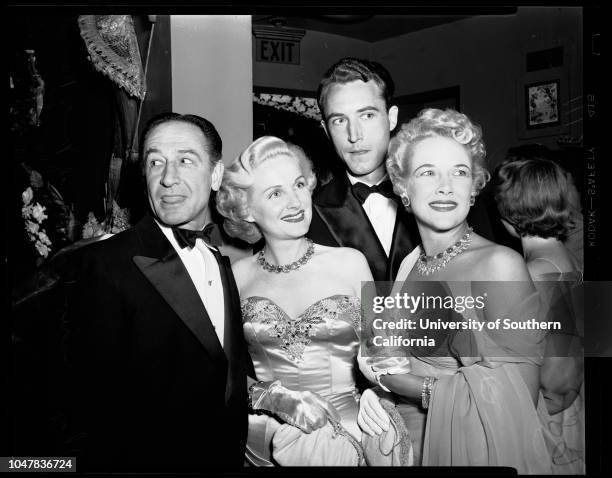 Mocambo Party for Mr and Mrs C Ray Gilliland, 2 June 1954. Warden Woolard;Jon Hall;Mr and Mrs C Ray Gilliland;Linda Danson;Hyatt Von Dehn;Beverly...