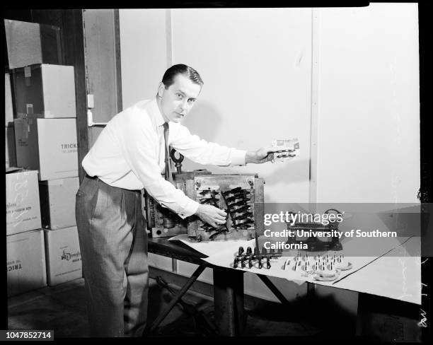 Plastics, 29 September 1955. Charles H. Parr, Senior;Joan Thomas;James T Broome;John Petrow;Adolph Newfield;Frank Fairchild;Charlie Washington;Sandra...