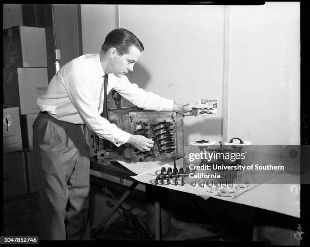 Plastics, 29 September 1955. Charles H. Parr, Senior;Joan Thomas;James T Broome;John Petrow;Adolph Newfield;Frank Fairchild;Charlie Washington;Sandra...