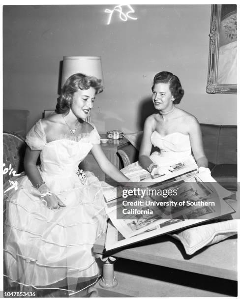 Coronet debutantes, 26 November 1955. Marilyn Morrill;Carol Lee Ackley;Joyce Kathryn Lambeau;Angela Scellars;Karen Allen;Elizabeth Anne...