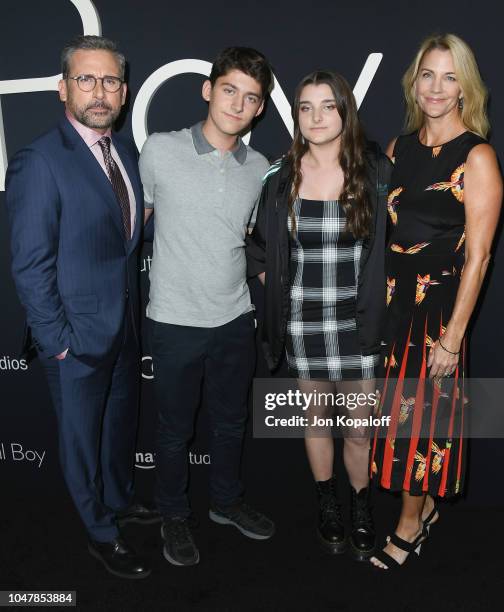 Steve Carell, John Carell, Elisabeth Anne Carell and Nancy Carell attend Amazon Studios of Angeles Premiere Of "Beautiful Boy" at Samuel Goldwyn...