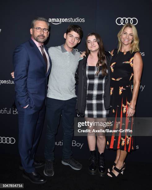 Steve Carell, John Carell, Elisabeth Anne Carell and Nancy Carell attend Amazon Studios of Angeles Premiere of 'Beautiful Boy' at Samuel Goldwyn...