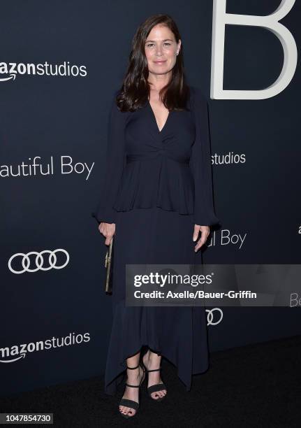 Maura Tierney attends Amazon Studios of Angeles Premiere of 'Beautiful Boy' at Samuel Goldwyn Theater on October 8, 2018 in Beverly Hills, California.