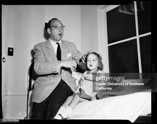 Aspirin overdose, 27 February 1956. Alfred W Brandt Junior;Ramona Jean Brandt -- 2 1/2 years .;Caption slip reads: 'Photographer: Hecht. Date: ....